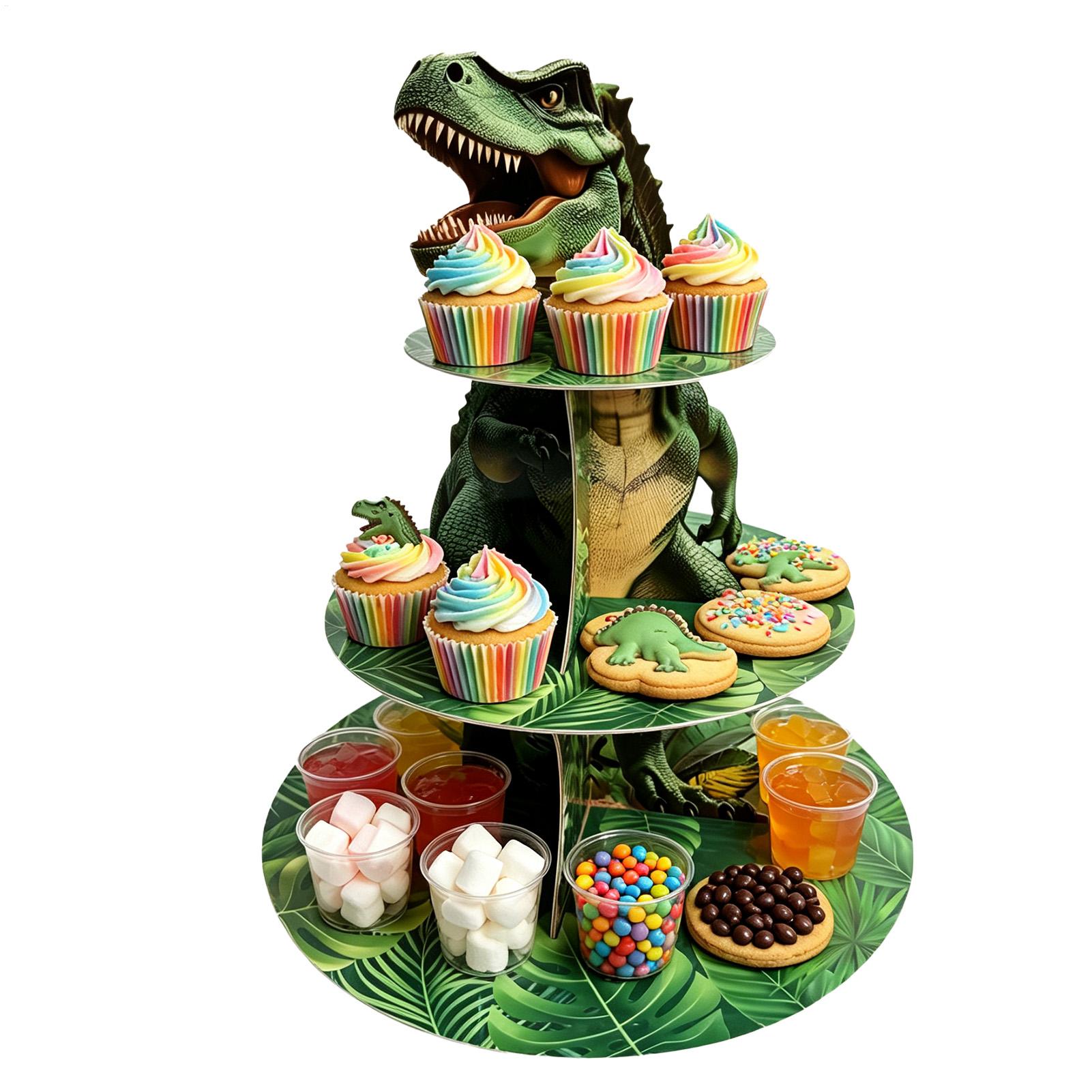 Home Bar Shelf - Cupcake Stand 3 Laags Dinosaurusvormige Displayhouder