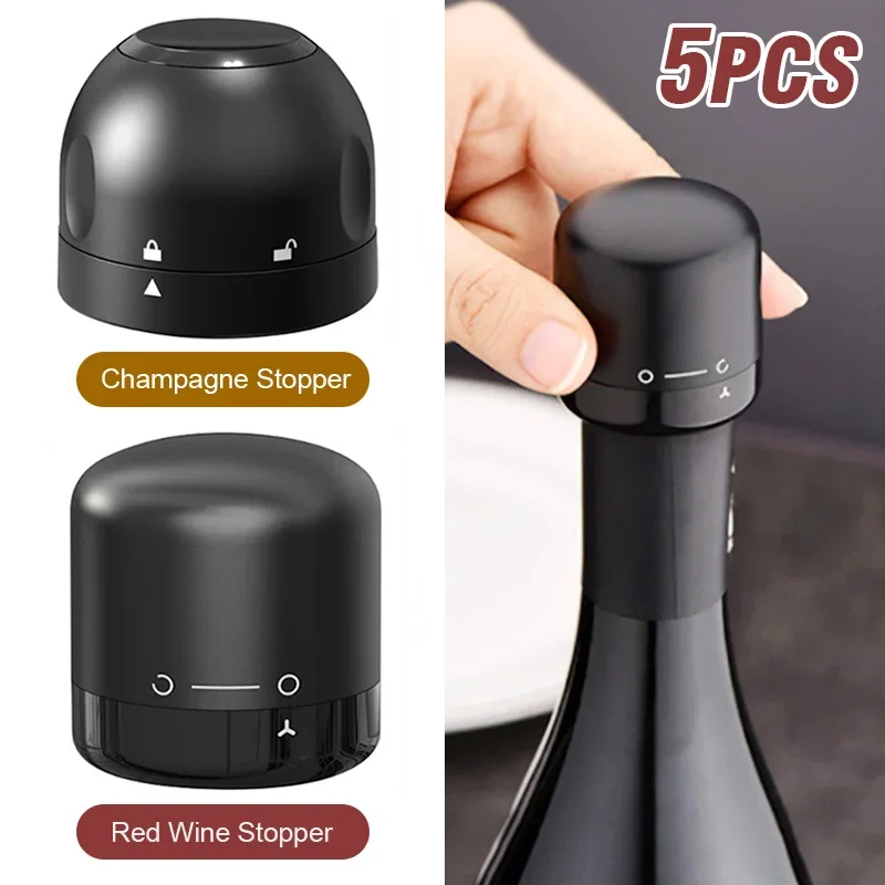 Wine Preservation Pump - 1-5 Stuks Vacuüm Verzegelde Wijnfles Plug