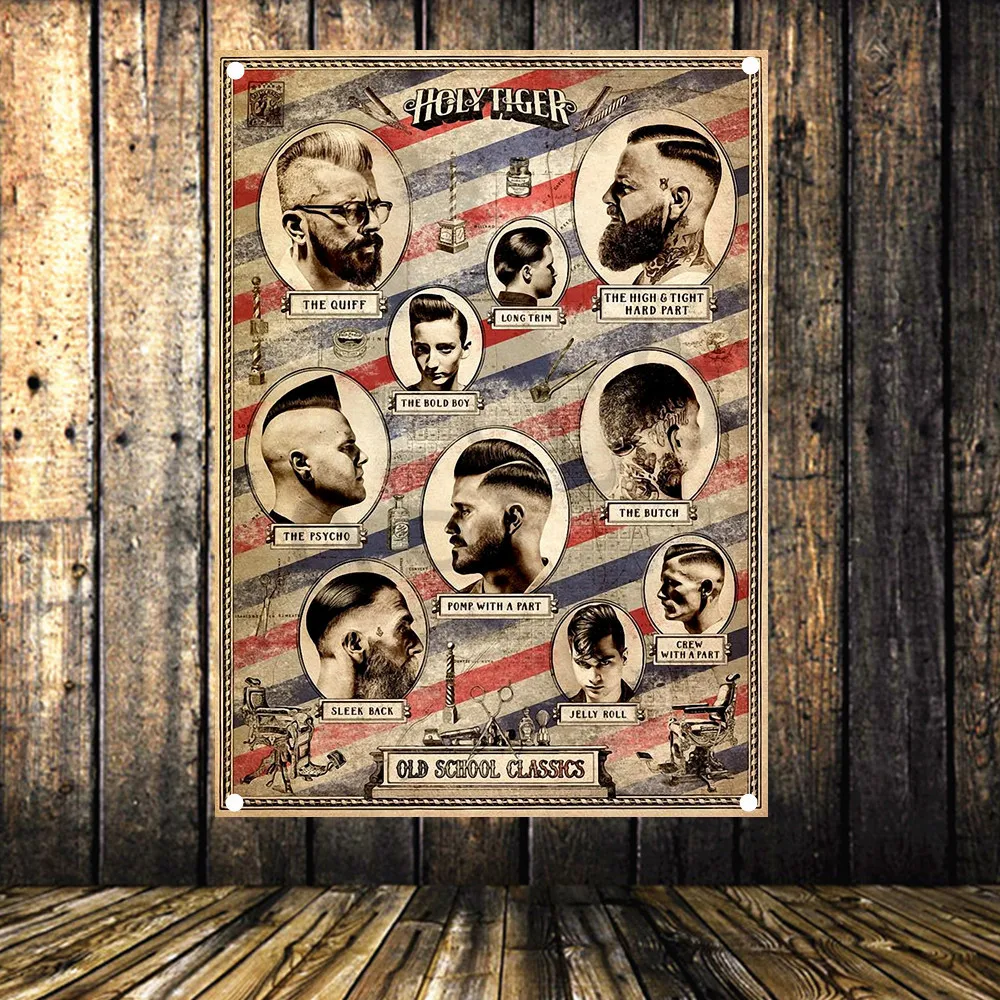 Home Barber - Retro tattoo kapsel poster Banner Vlag