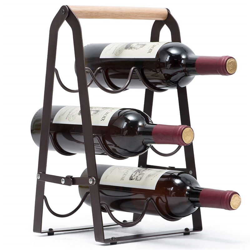 Home Bar Shelf - 6 Flessen IJzeren Inklapbare Opslag Gegolfd