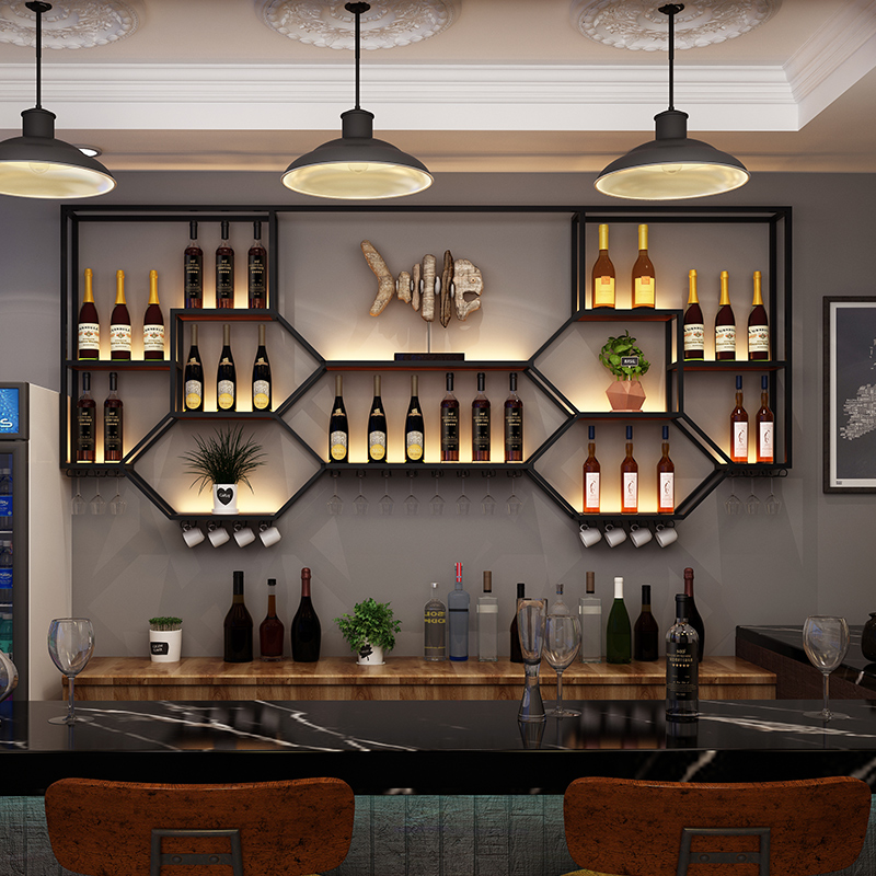 Home Bar Shelf - Metalen planken Wijnkast Woonkamer Opbergruimte Keuken