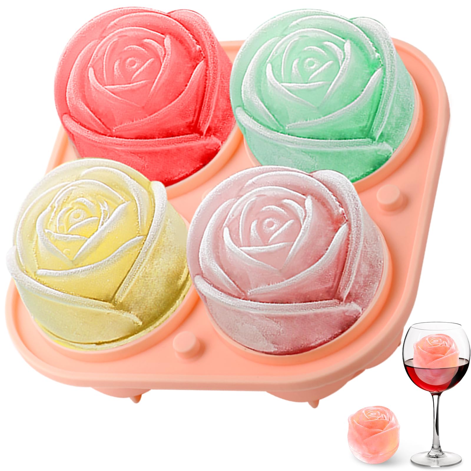 Ice Mold Sphere - 3D Rozen Siliconen IJsvormpjes 4-Gats IJsblokjesbakje