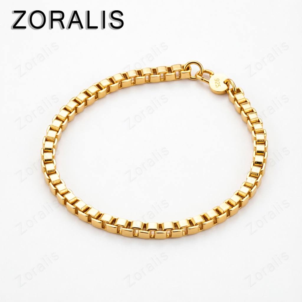 Bar Cart Gold - Prachtige 18K gouden 4 mm boxkettingarmband